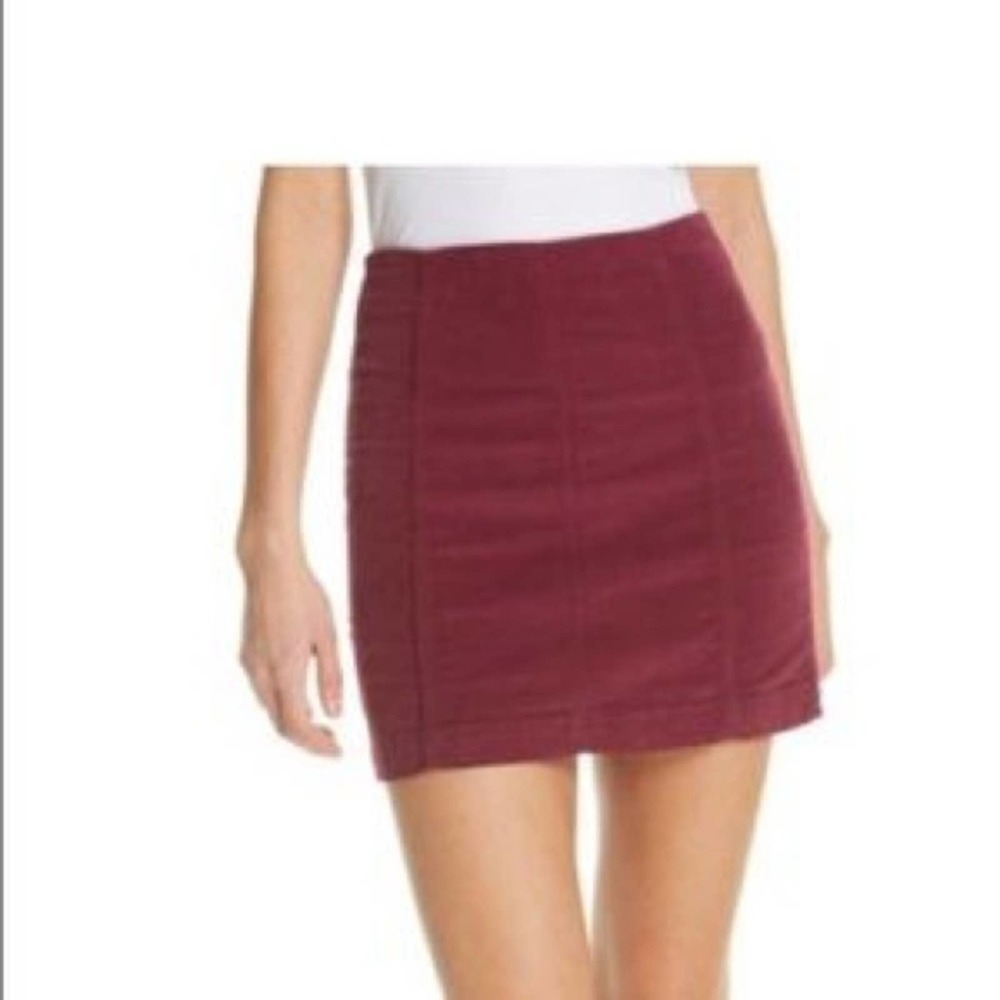 Free People Modern Femme Burgubdy Corduroy Mini Skirt Size 8